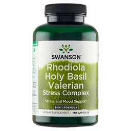 Swanson Rhodiola Holy Basil Valerian Stress Complex, kapsułki 