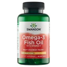 Swanson Omega-3 Fish oil with vitamin D 1000 mg+25 µg kapsułki lemon 