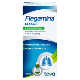 Flegamina Classic o smaku miętowym bez cukru 4 mg/5 ml syrop 