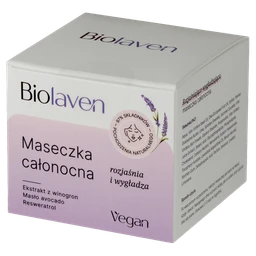 Biolaven organic Maseczka całonocna do twarzy Olej z pestek winogron & Resweratrol & Olejek lawendowy 