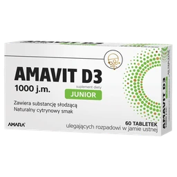 Amavit D3 Junior 1000 j.m. tabletki uleg. rozpad. w j. ustnej o aromacie cytrynowym 