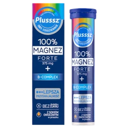 Plusssz 100% Magnez Forte + B-Complex tabletki musujące o smaku pomarańczowo-grejpfrutowym 