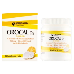 Orocal D3 Lemon 500 mg+400 j.m. tabletki do żucia 