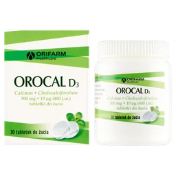 Orocal D3 500 mg+400 j.m. tabletki do żucia 