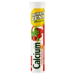 Calcium 300 mg + witamina C tabletki musujące o smaku poziomkowym 