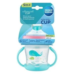 Canpol Babies, kubek treningowy z ustnikiem silikonowym, Cute Animals, miś, turkusowy, 6 m+, 320 ml 