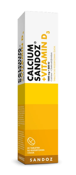 Calcium Sandoz + Vitamin D3 1000 mg+880 j.m. tabletki do rozgr. i żucia 