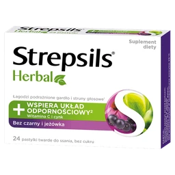 Strepsils Herbal czarny bez i jeżówka pastylki twarde o smaku jeżynowym 