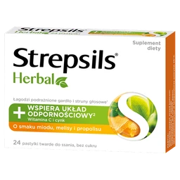 Strepsils Herbal o smaku miodu, melisy i propolisu pastylki twarde o smaku miodowym 