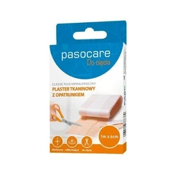 Pasocare Classic Plus, plaster tkaninowy z opatrunkiem, 1 m x 6 cm 