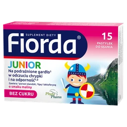 Fiorda junior smak malinowy pastylki do ssania 