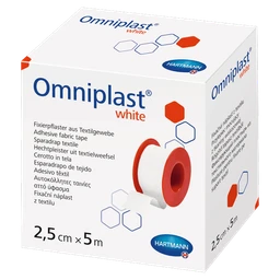 Omniplast White, przylepiec z tkaniny wiskozowej w kolorze białym, 2,5 cm x 5 m 