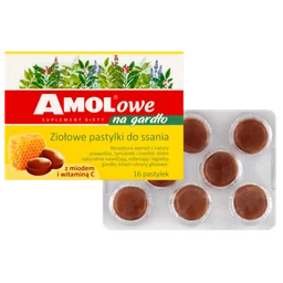 AMOLowe na gardło z miodem i witaminą C pastylki do ssania - 16 szt./opak