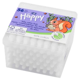 Bella Baby Happy, patyczki higieniczne dla dzieci z ogranicznikiem - 56+8 szt./opak