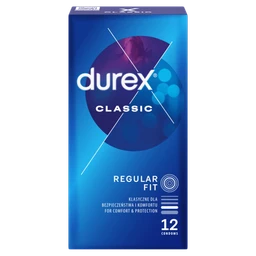 Durex Classic, prezerwatywy ze środkiem nawilżającym -  12 szt./opak