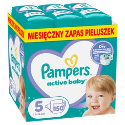 Pampers Active Baby, pieluchy, rozmiar 5, 11-16 kg - 150 szt./opak