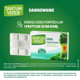 Tantum Verde smak eukaliptusowy 3 mg pastylki twarde - 20 szt./opak