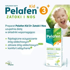 Pelafen KID Zatoki i Nos płyn o smaku malinowym - 100 ml