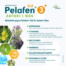 Pelafen KID Zatoki i Nos płyn o smaku malinowym - 100 ml