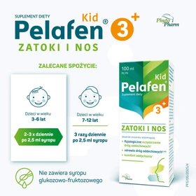 Pelafen KID Zatoki i Nos płyn o smaku malinowym - 100 ml