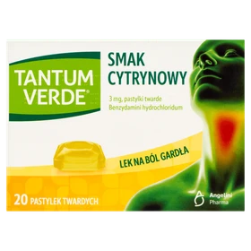 Tantum Verde smak cytrynowy 3 mg pastylki twarde - 20 szt./opak