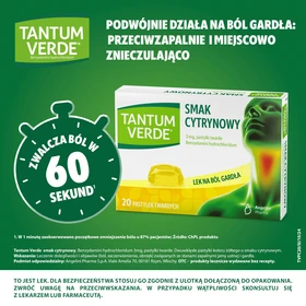 Tantum Verde smak cytrynowy 3 mg pastylki twarde - 20 szt./opak